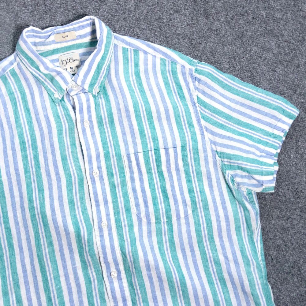 J. Crew Baird McNutt Irish Linen Button Shirt Slim Fit Striped Men's Medium